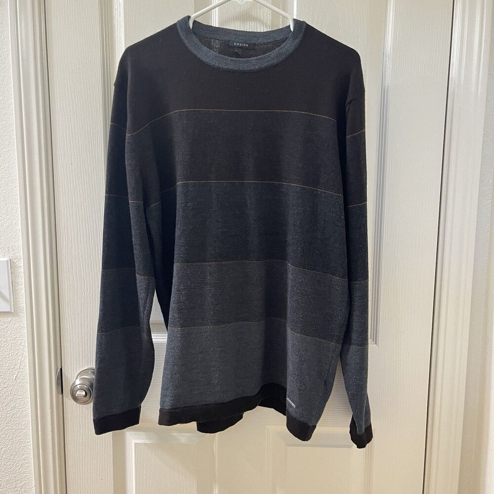 Codice Merino Wool Blend Sweater Color Block Striped Men's Size 56